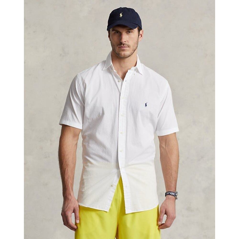 Polo Ralph Lauren cotton Shirt Mens XXL T White Untucked Fit Short Sleeve Beach